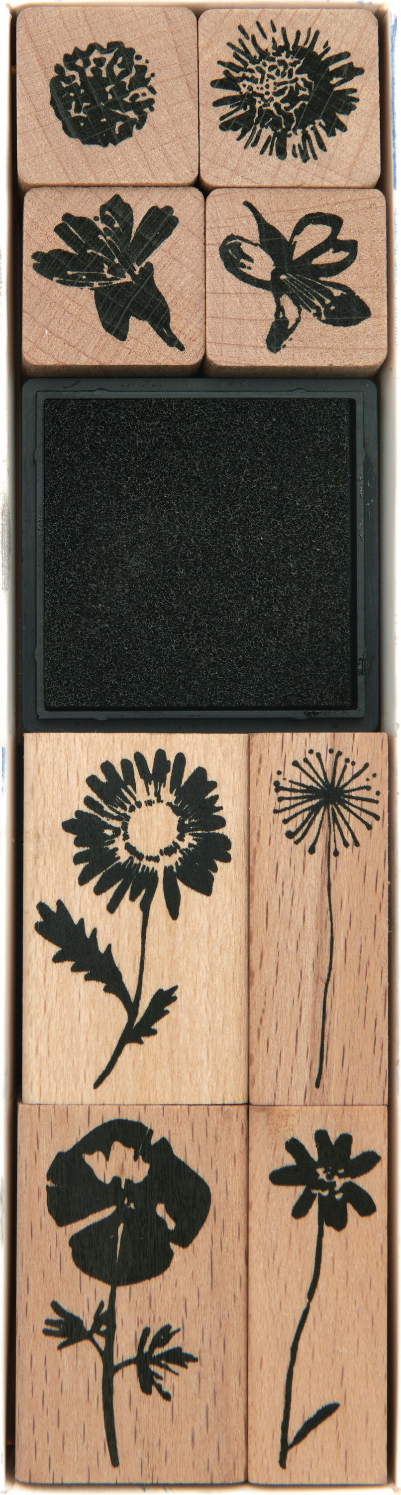 Rico Design Holzstempel-Set – 15 Stempel Mit Ornamenten & Blumen + 1 Stempelkissen, Für Bastelprojekte